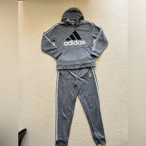 Adidas Heather Gray Hoodie and Joggers (Hoodie - L Boys/ Joggers- XL Boys
